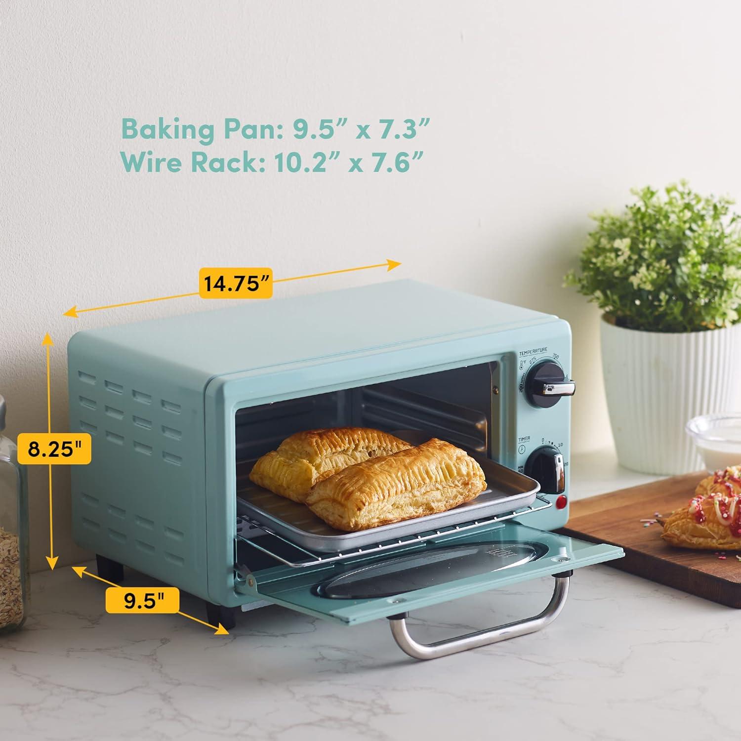 Mint Retro 2-Slice Toaster Oven with Automatic Shutoff