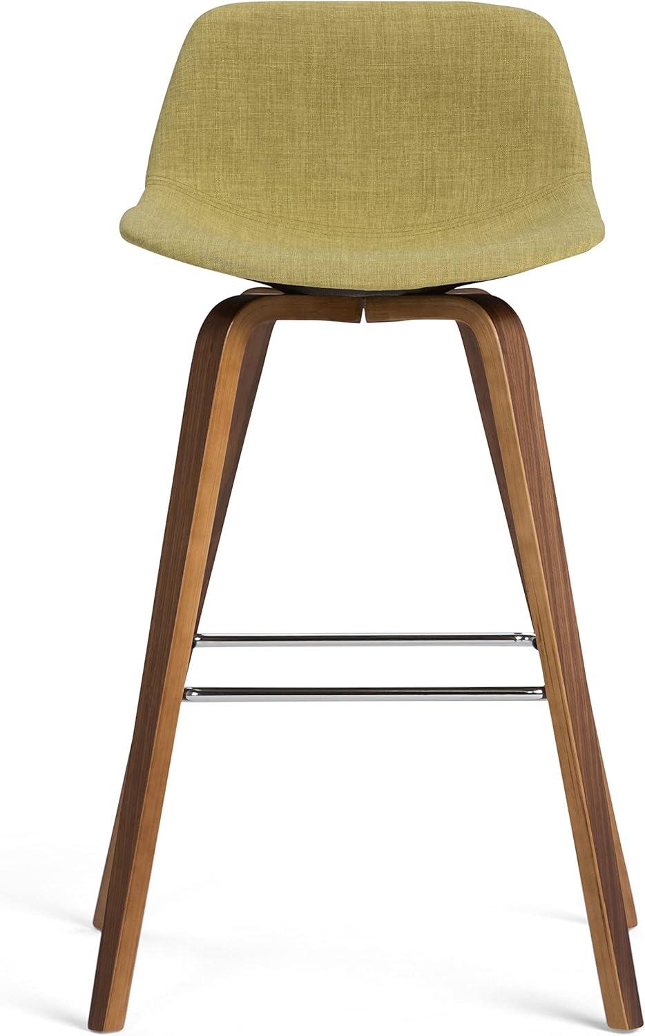 Mid-Century Modern Bentwood Counter Stool in Acid Green Linen Look