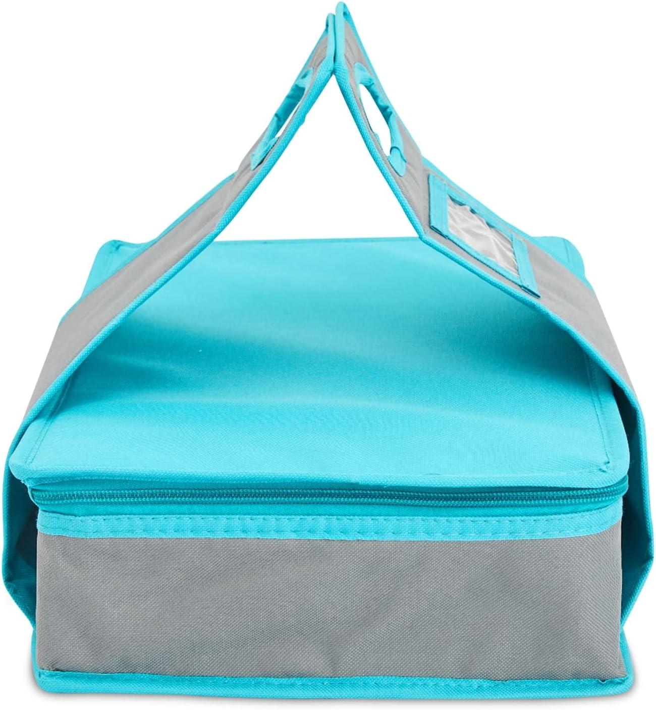Juvale Thermal Insulated Casserole Carrier - Food Warmer Bag Container for Hot Lunch, Transport (Teal and Gray, 16x10x4 In)