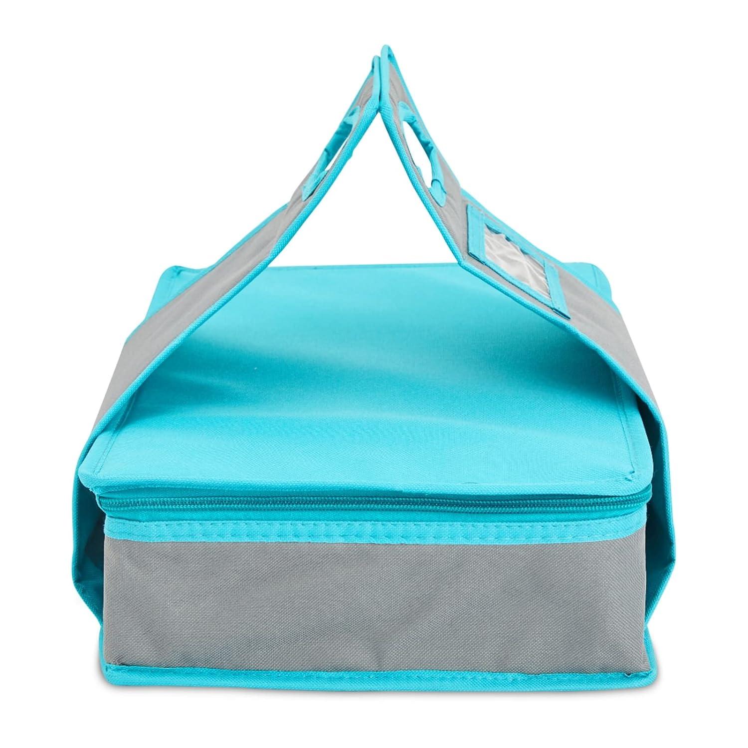Juvale Thermal Insulated Casserole Carrier - Food Warmer Bag Container for Hot Lunch, Transport (Teal and Gray, 16x10x4 In)