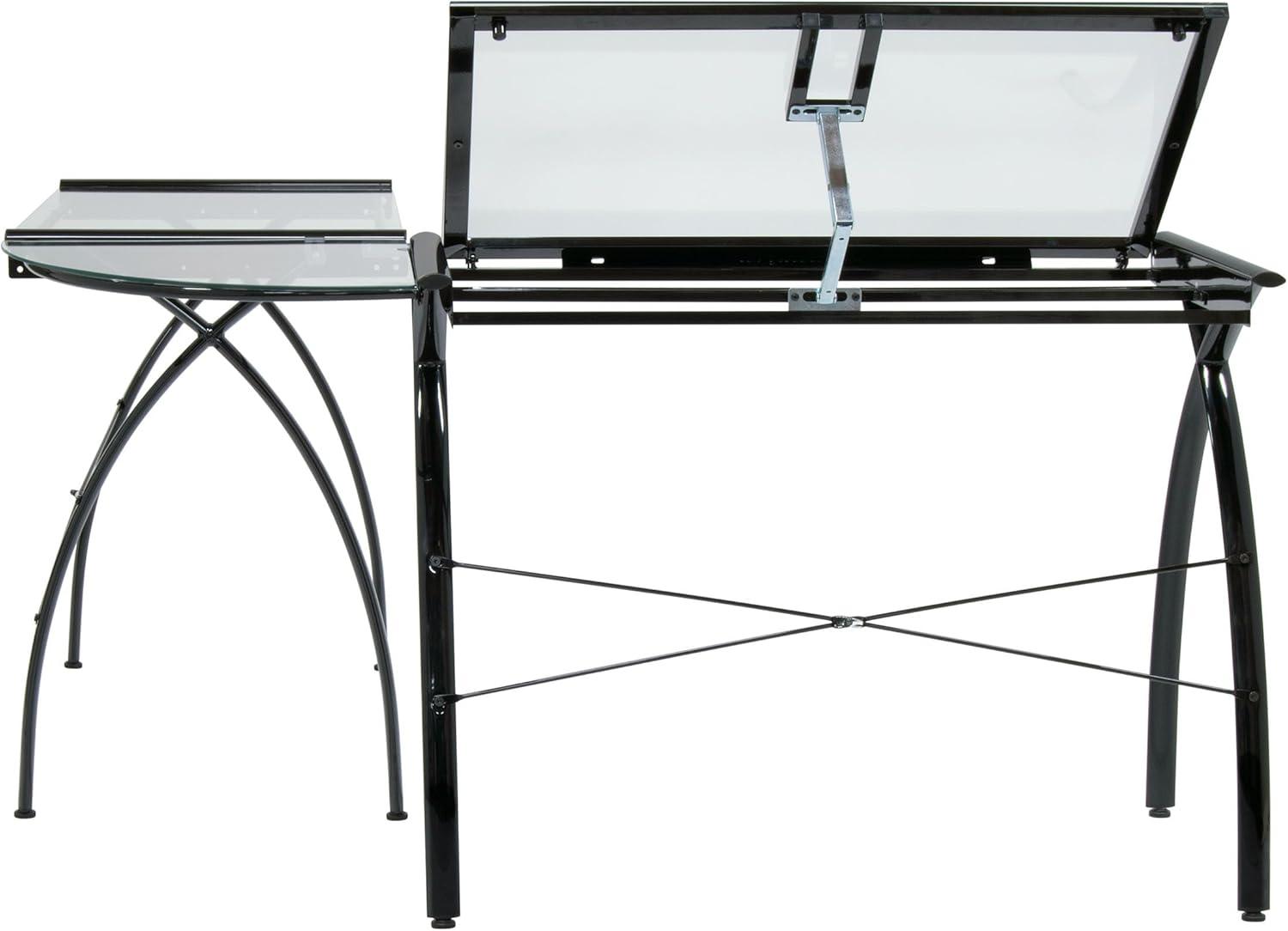 Inbox Zero Courson L-Shaped Glass Top Drafting Table