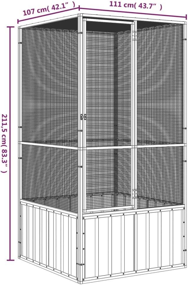 vidaXL Bird Cage Outdoor Bird Aviary Budgie Cage for Yard Galvanized Steel