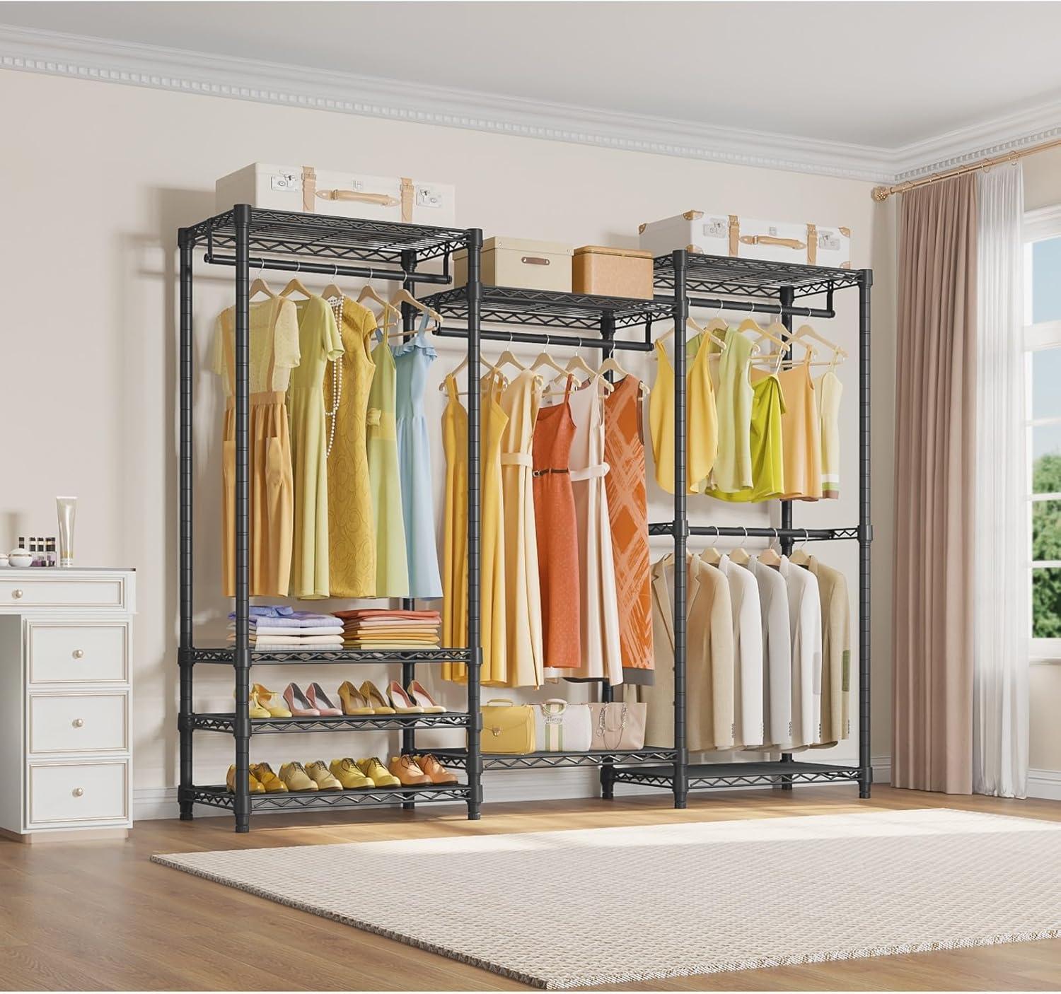 VIPEK V5 6 Tiers Wire Garment Rack Portable Closet Wardrobe, Max Load 890LBS, Black