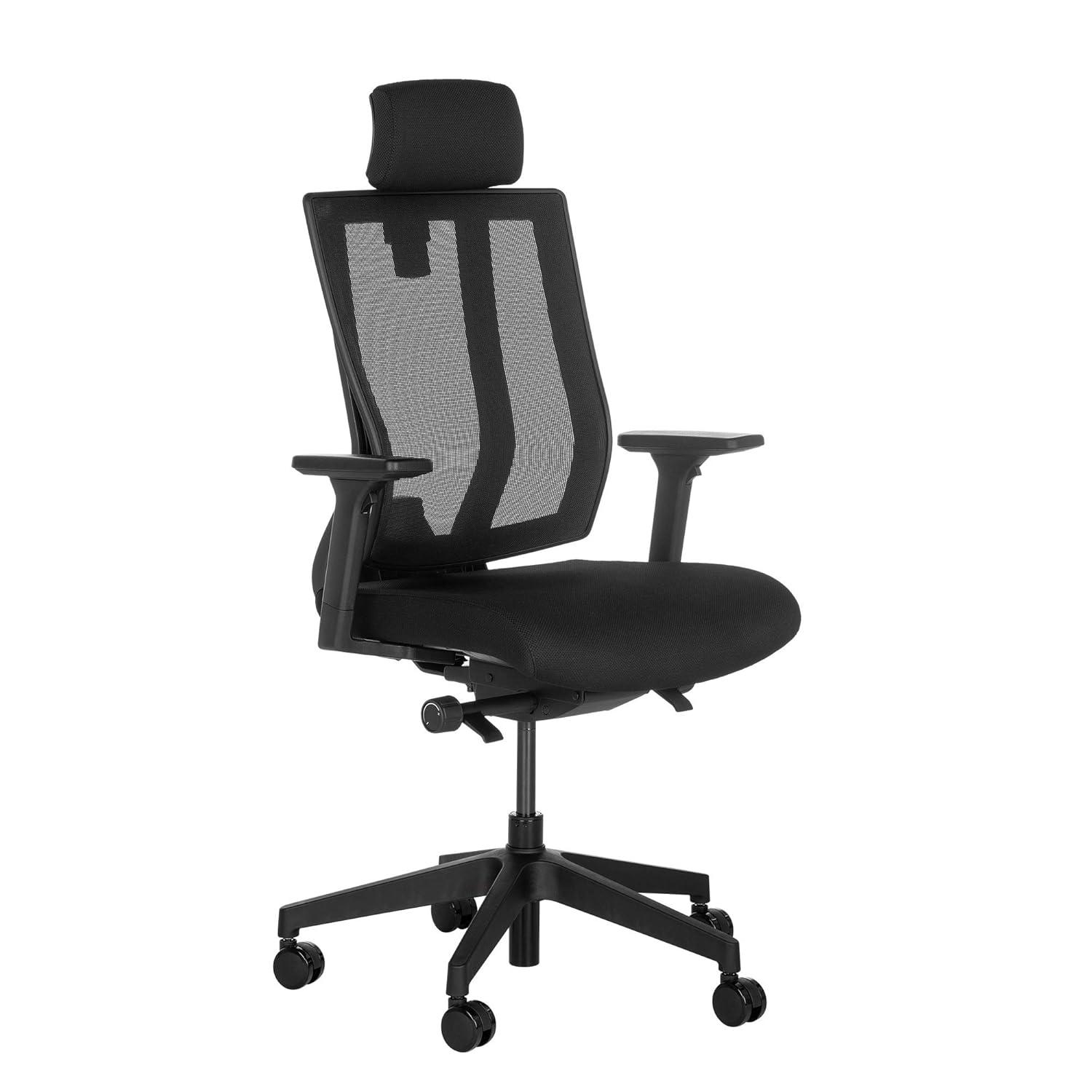 Vari Task Chair- Varidesk Comfortable Ergonomic Office Chair with Mesh, Armrests and Rolling Casters - Easy Assembly, 300lb Capacity - Lumbar and Back Support - Home Office Chair- Black