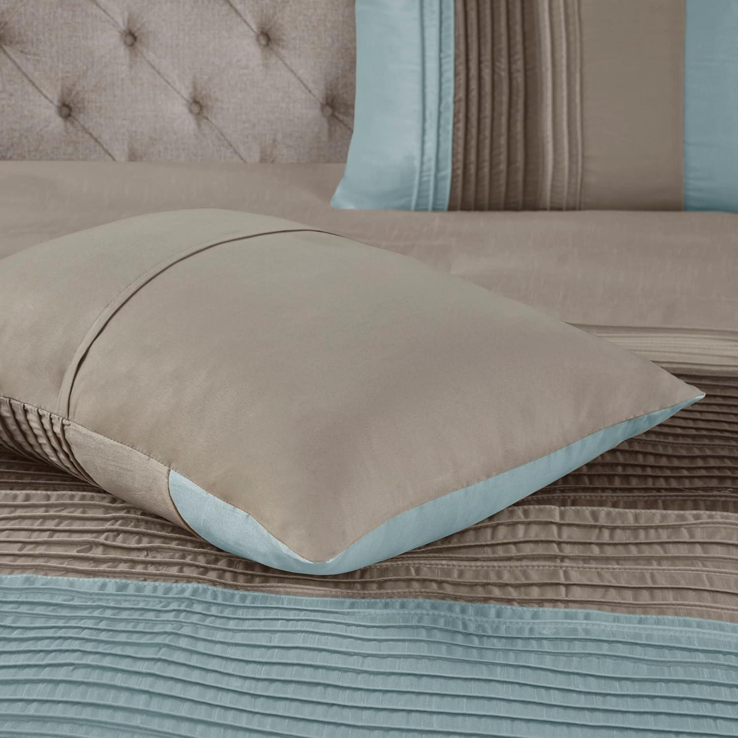 Madison Park Amherst 7 Piece Striped and Pleated Comforter Set