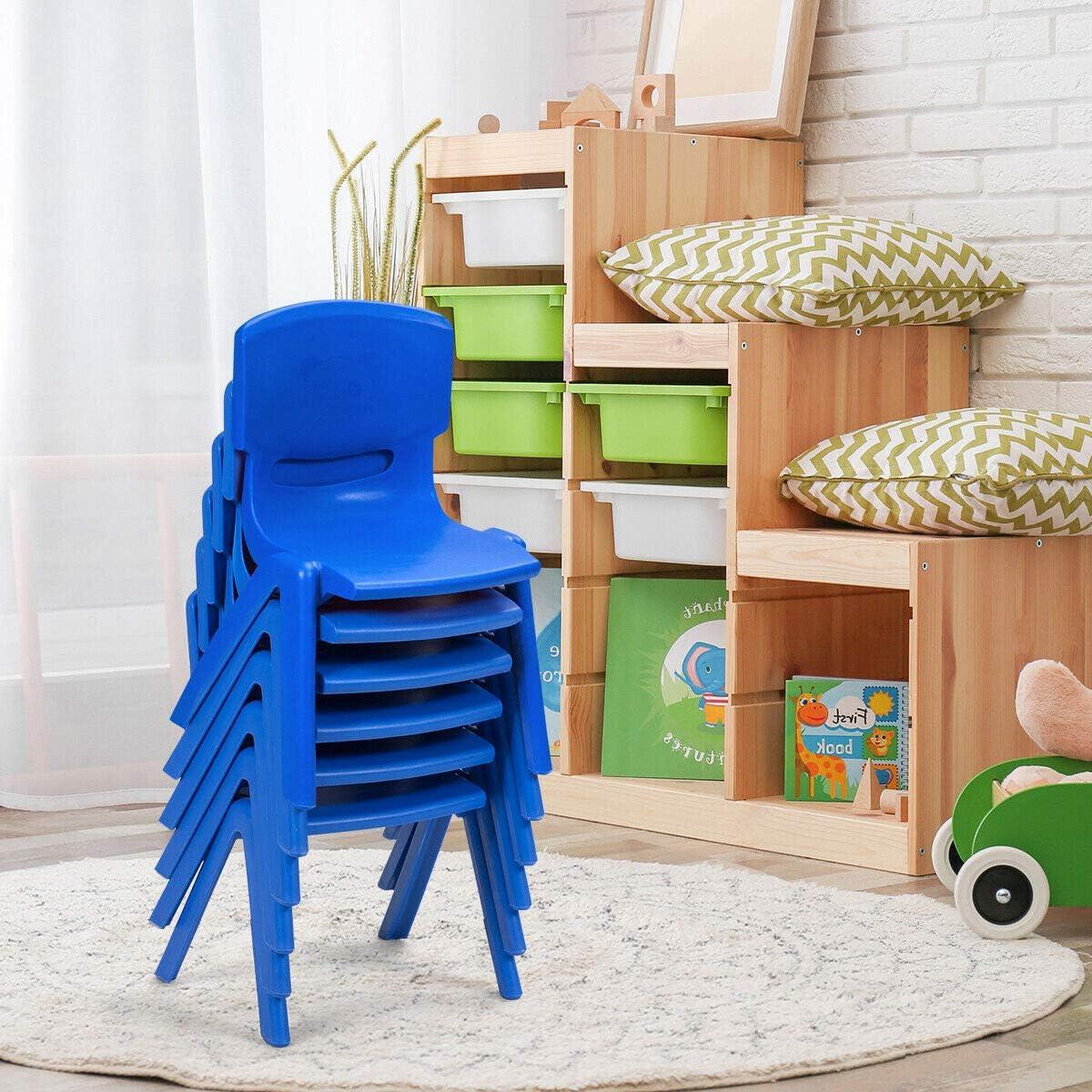 Topcobe 6-pack Kids Plastic Stackable Classroom Chairs, Toddler Living Room Chair-Blue