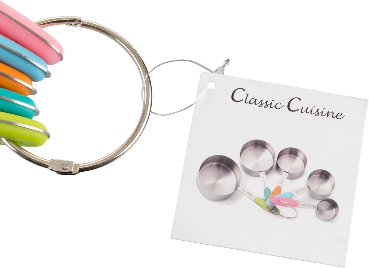 Classic Cuisine 5-Piece Measuring Cups Set with Colored Silicone Handles