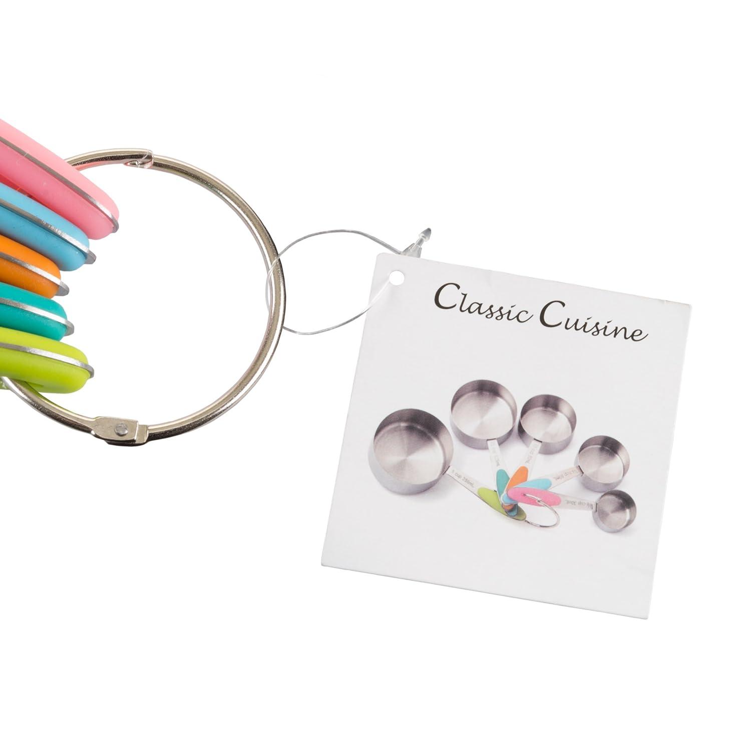 Classic Cuisine 5-Piece Measuring Cups Set with Colored Silicone Handles