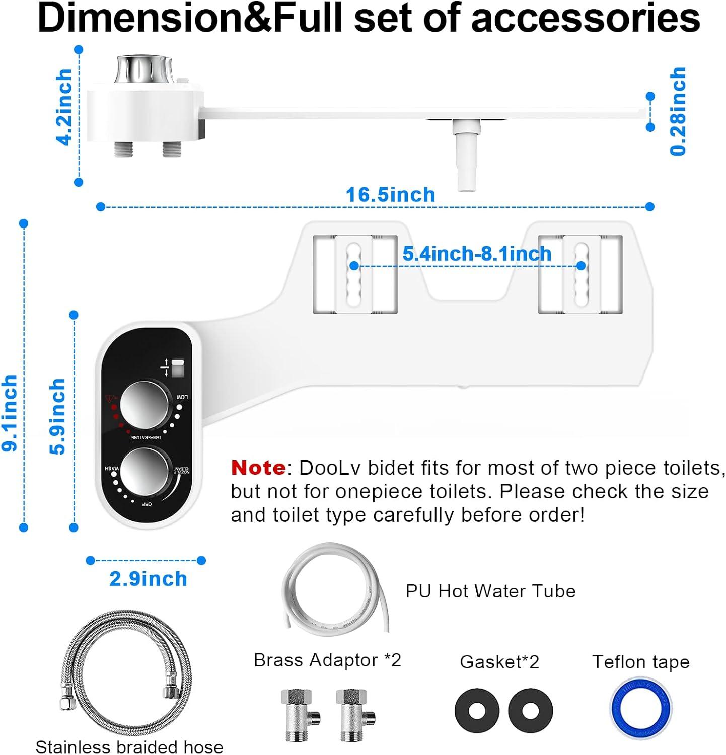 Hot and Cold Bidet Attachment for Toilet, Ultra-Slim Bidet Attachment Warm Water, Non-Electric Adjustable Pressure Self Cleaning Sprayer Nozzle Control for Posterior, Feminine Wash (Chrome)
