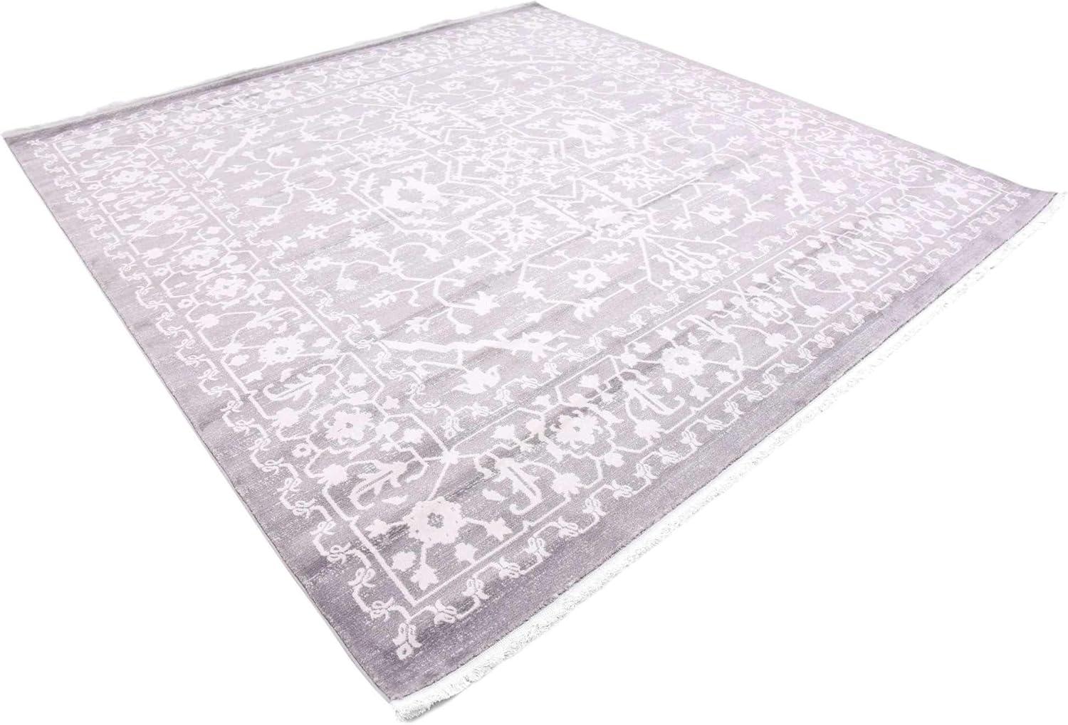 Unique Loom New Classical Collection Area Rug - Olympia (8'  Square Light Gray/Ivory)