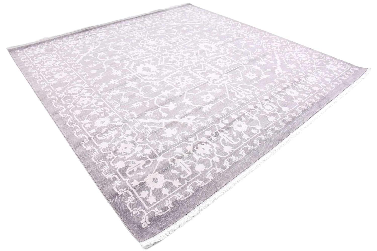 Unique Loom New Classical Collection Area Rug - Olympia (8'  Square Light Gray/Ivory)