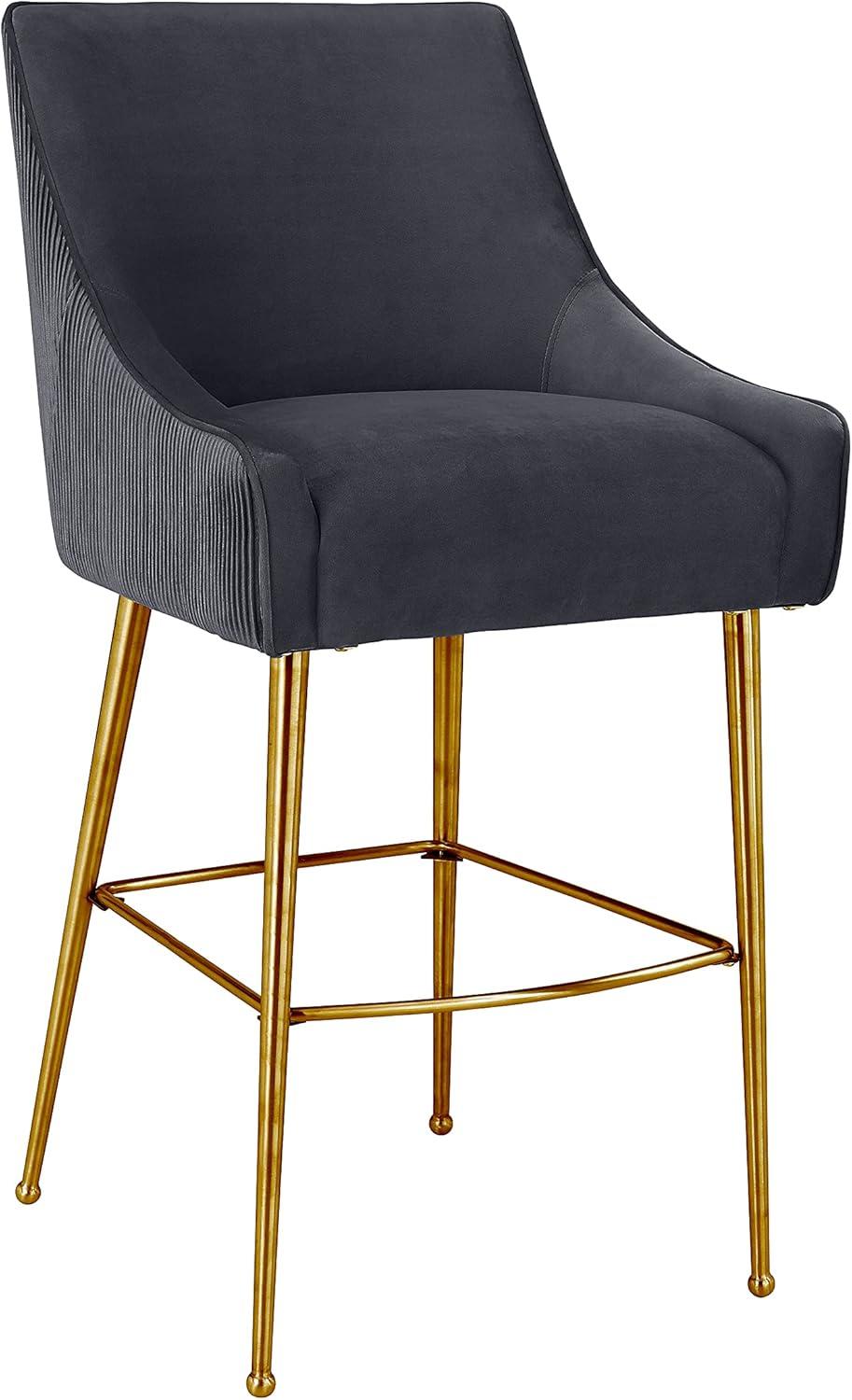 Beatrix Pleated Velvet Stool Grey Counter Height