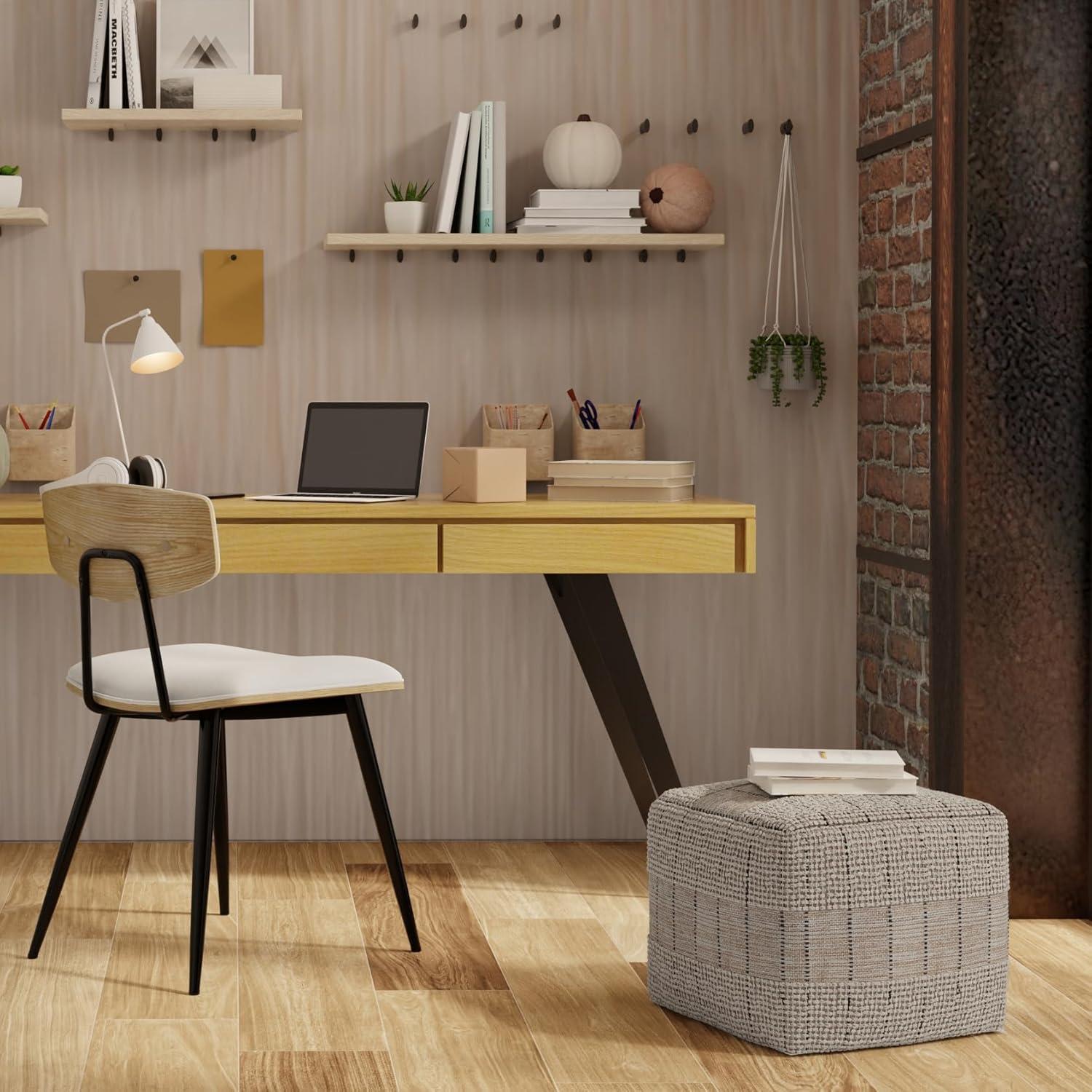 Simpli Home 18"W Jute Square Woven Pouf