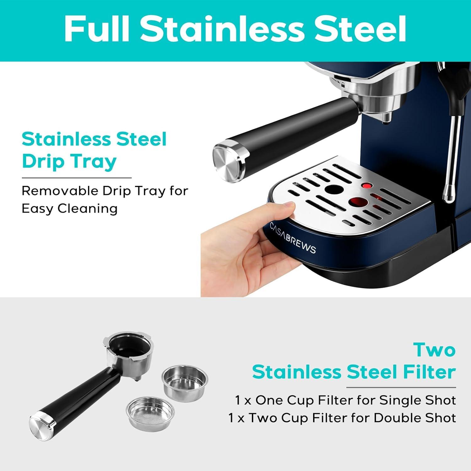 CASABREWS CASABREWS CM5418 20 Bar Espresso Machine Coffee Maker W/ Powerful Steam Wand Stainless Steel