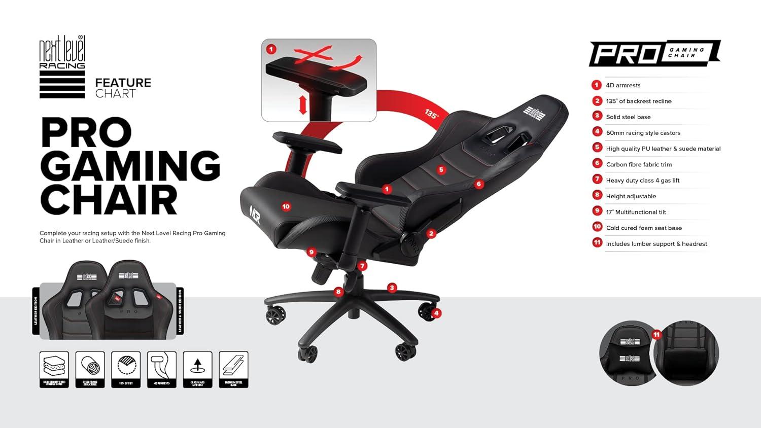 ErgoFlex Black Aluminum & Steel Adjustable Gaming Chair with Lumbar Support