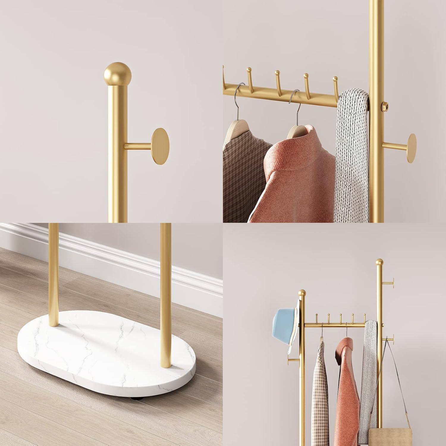 Clothing Rack, Clothes Rack with Shelf, Freestanding Coat Rack,Coat Hanger Stand with Hooks for Home