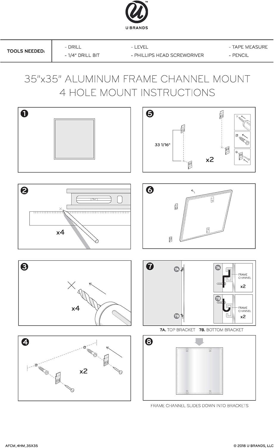 U Brands Wall Steel Magnetic Whiteboard