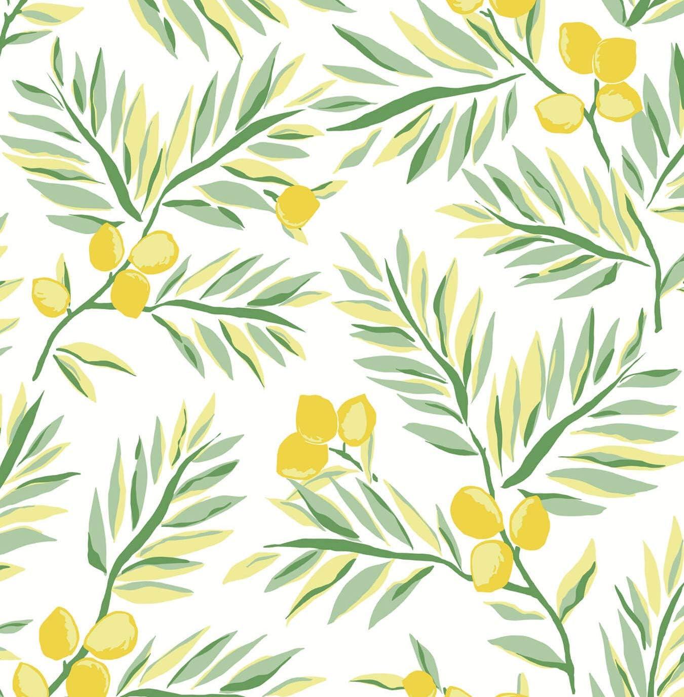 Lemon Branch Yellow and Green Peel and Stick Wallpaper