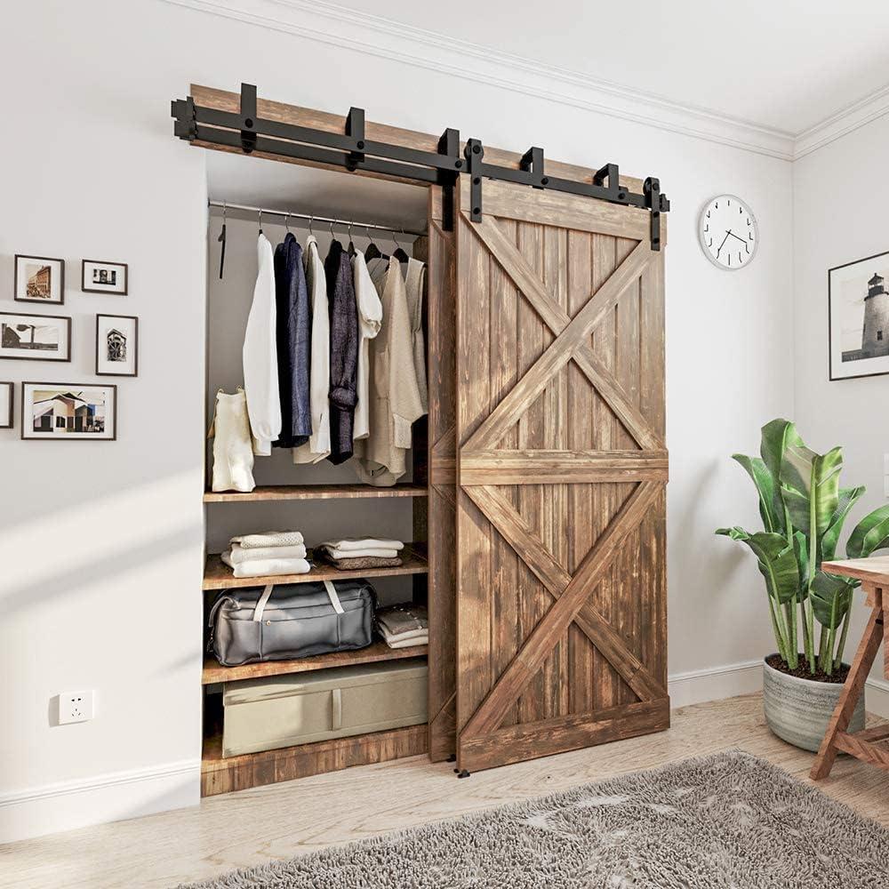 Lazio LAZ Sliding Double Bypass Double Door Barn Door Hardware Kit
