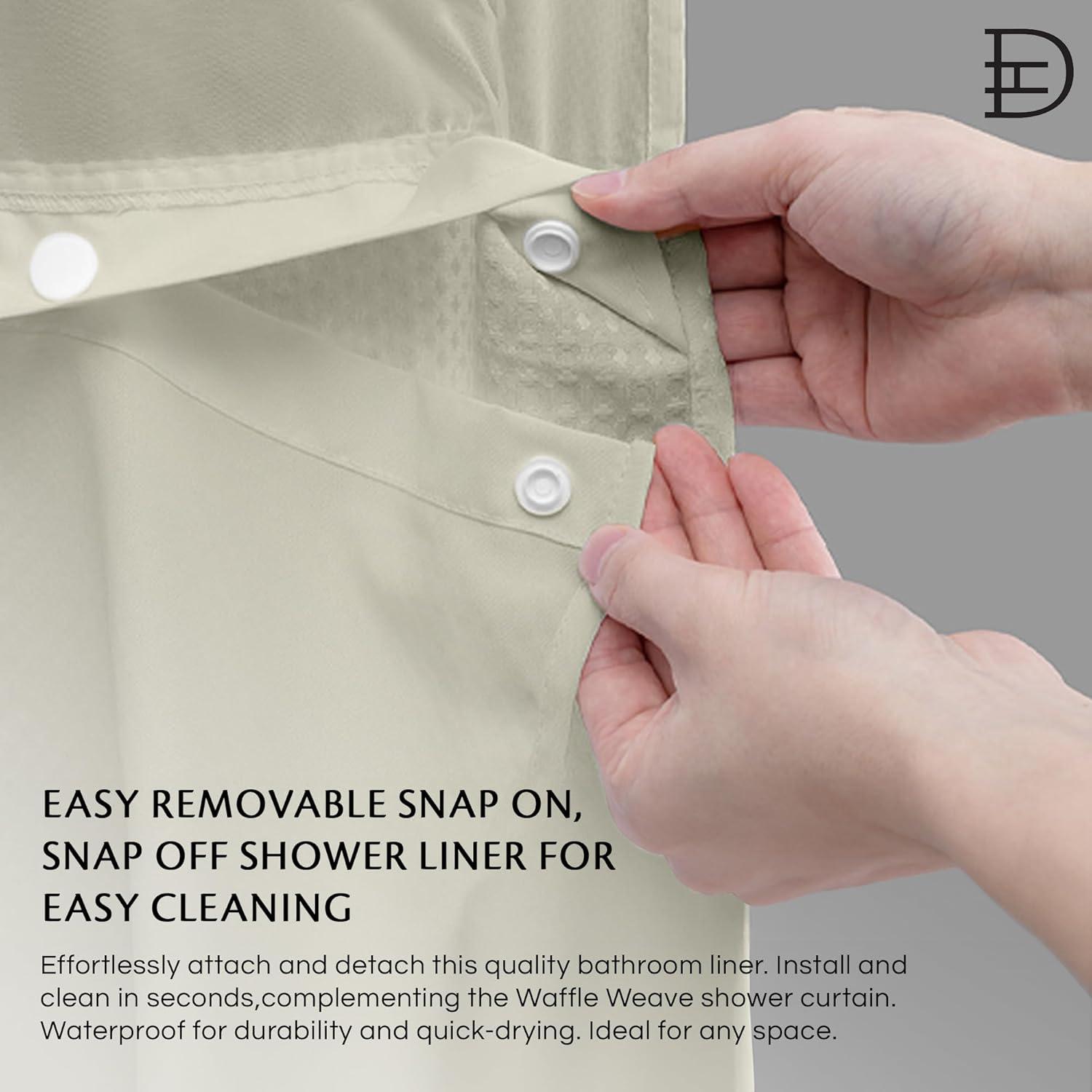 Dainty Home Complete Shower Curtain With Detachable Liner - Ivory