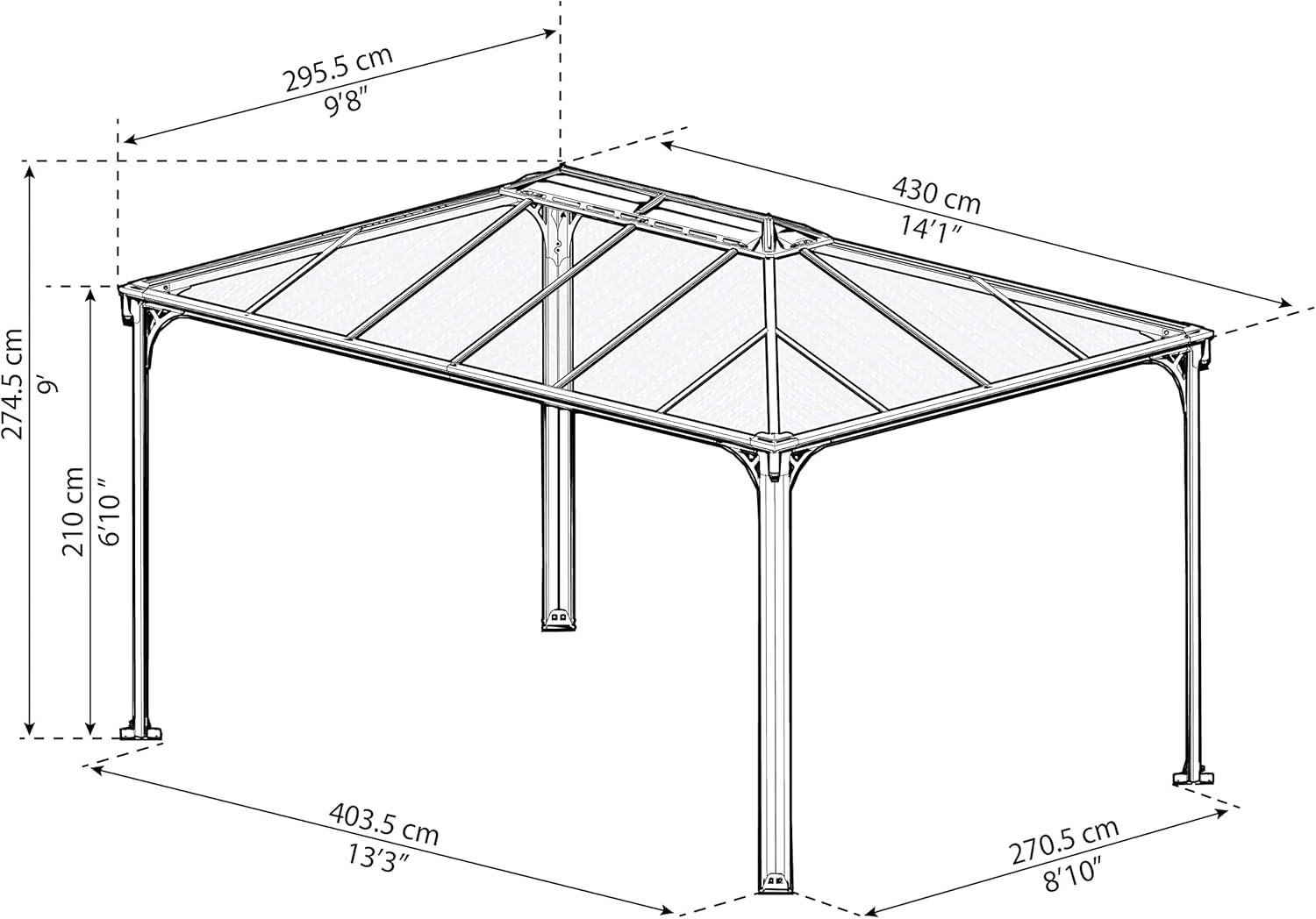 Palram - Canopia Martinique 4300 10' x 14' Polycarbonate/Aluminum Gazebo - Gray/Bronze