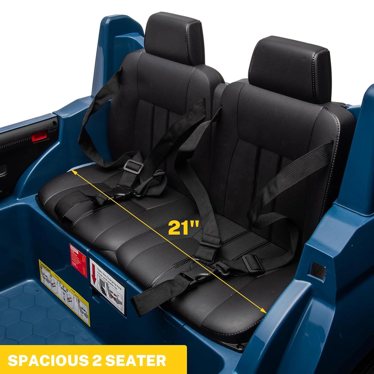 Chevrolet Silverado Autos Ride on con Motor de 24 V para Niños, Juguetes Ride on Extra Grandes de 2 Asientos con Control Remoto, Luz LED, Reproductor de MP3, Vehículos Eléctricos Camión Ride on para Niños y Niñas, Regalos, Azul