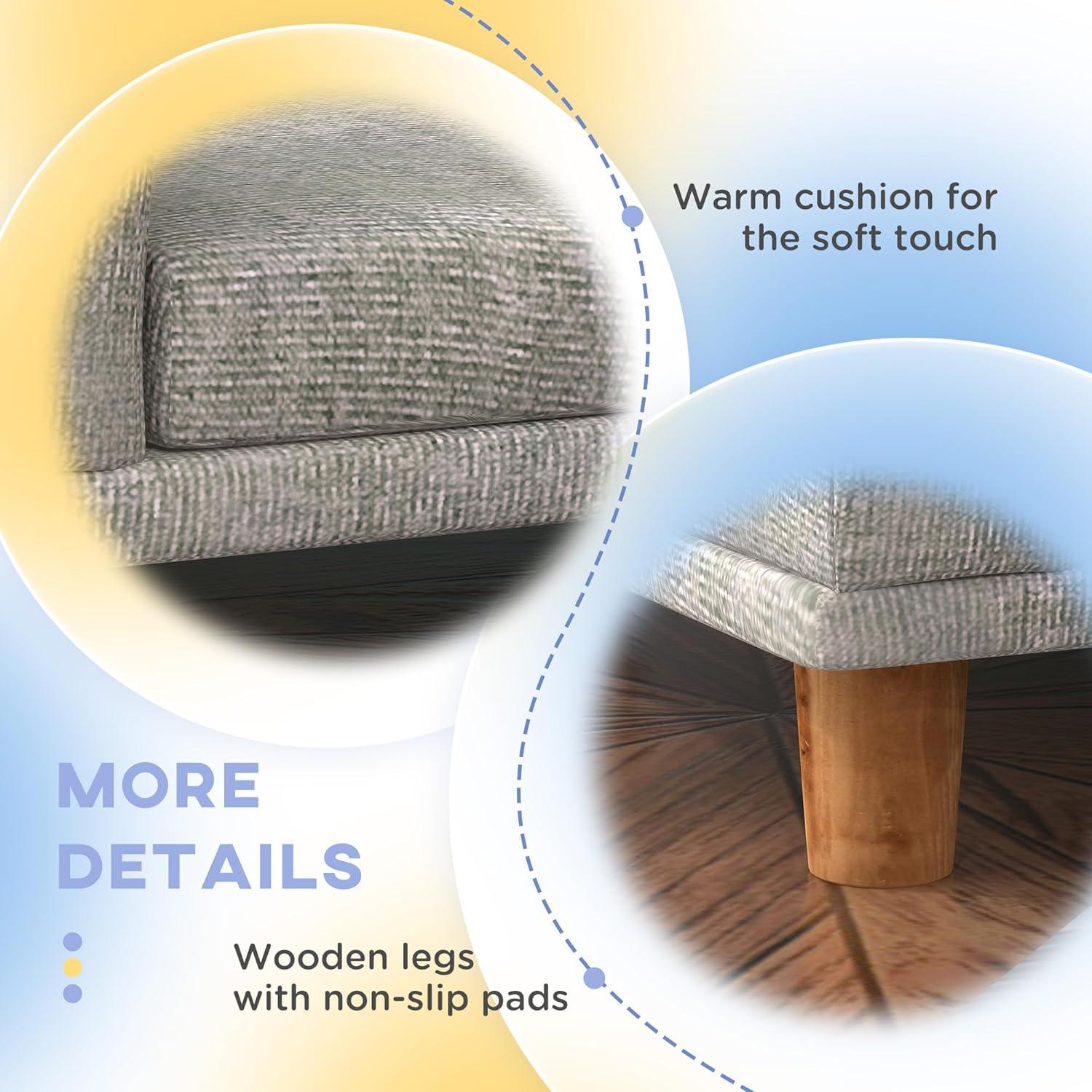 Gray Wooden Leg Pet Sofa with Washable Cushion