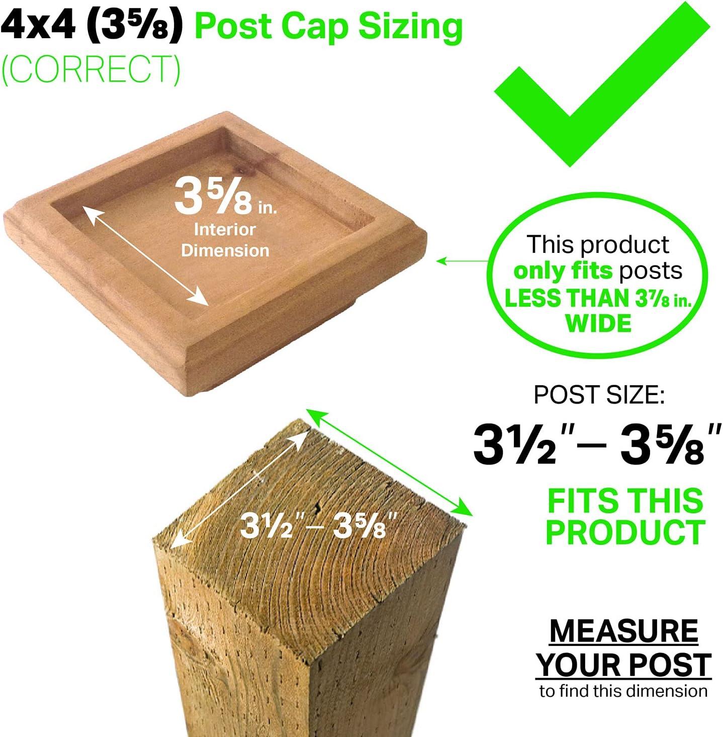 4x4 Traditional Wood Pyramid Post Cap by Captiva - One-Piece Miterless - 3/8" Extended Lip - (3-1/2" x 3-1/2")