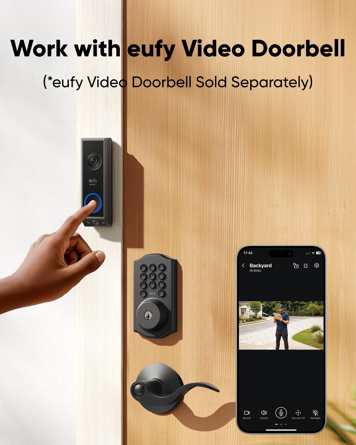 eufy Security Smart Lock C30, Keyless Entry, Built-in WiFi Deadbolt for Front Door, No Bridge Required, Easy Installation, App Remote Control, Auto Lock, Traditional, Black