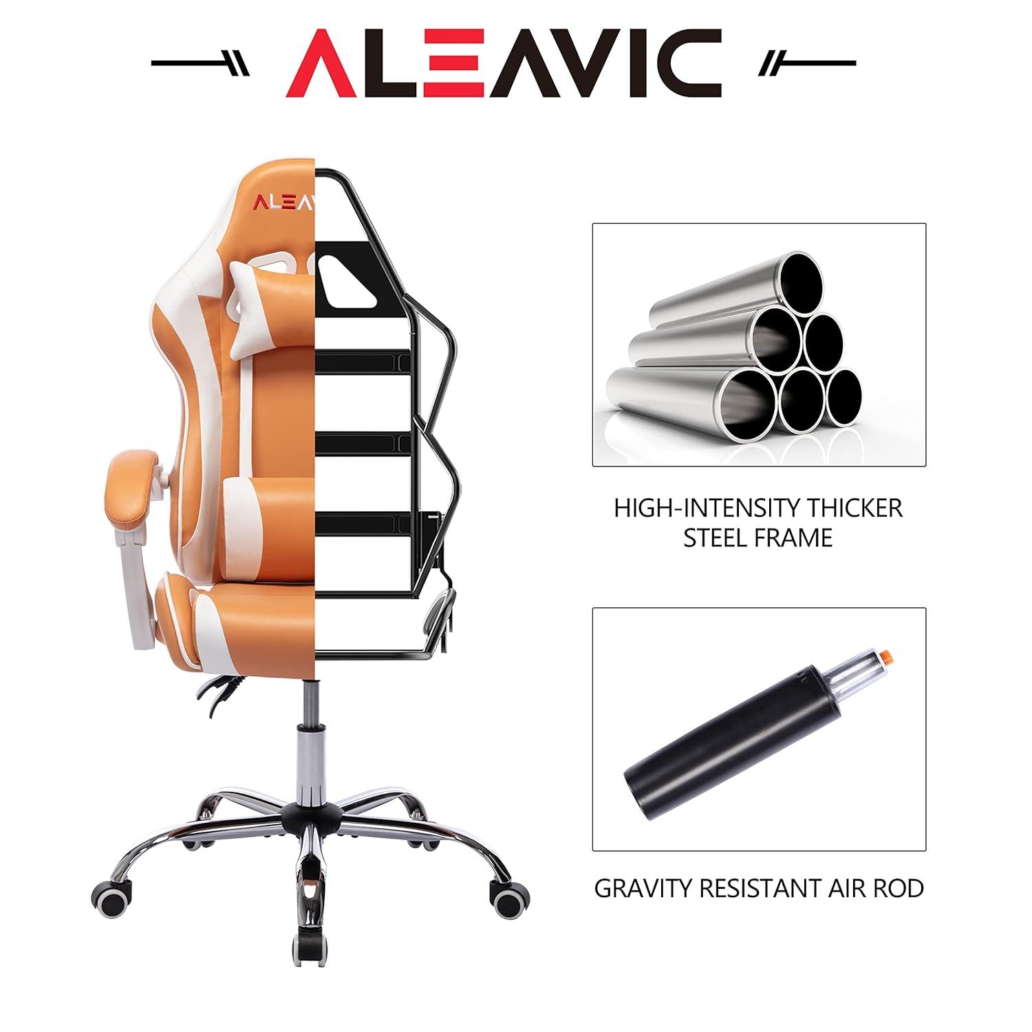 ALEAVIC Gaming Chair for Adults, High Back Ergonomic Computer Gaming Chair with Headrest and Lumbar Support, Orange