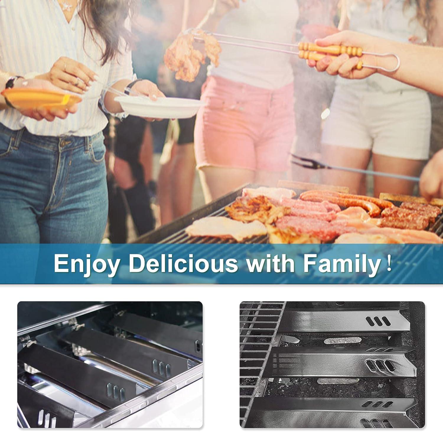 Unicook 15 Inch Grill Heat Plates for Dyna-Glo, Grill Burner Covers, Grill Parts Porcelain Heat Shields for Backyard, 4 Pack