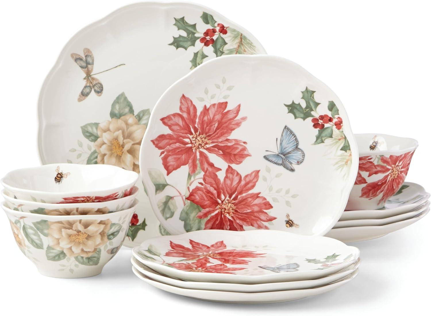 Lenox Butterfly Meadow Holiday 12-Piece Porcelain Dinnerware Set (Service for 4)