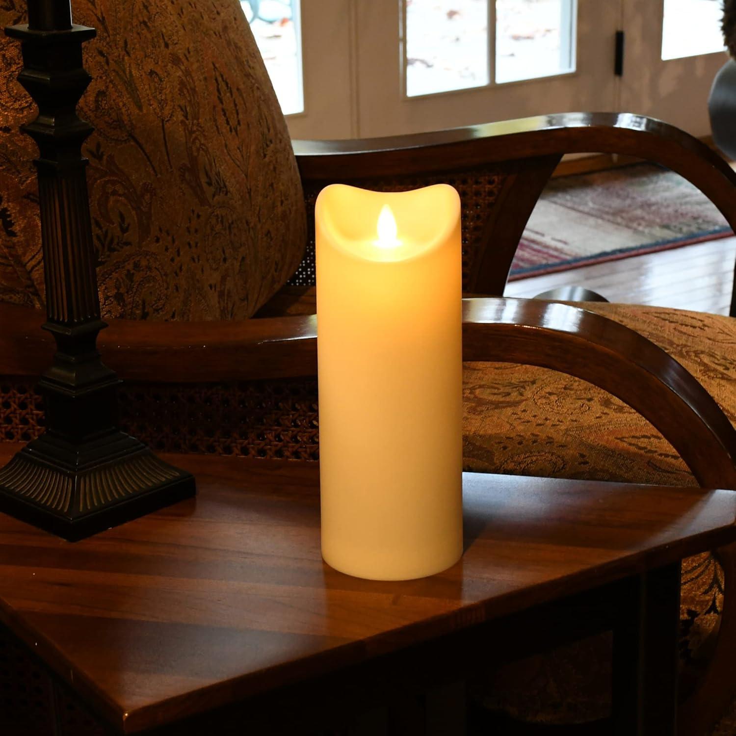 LumaBase Battery Operated 12" Pillar Candle with Flickering Flame