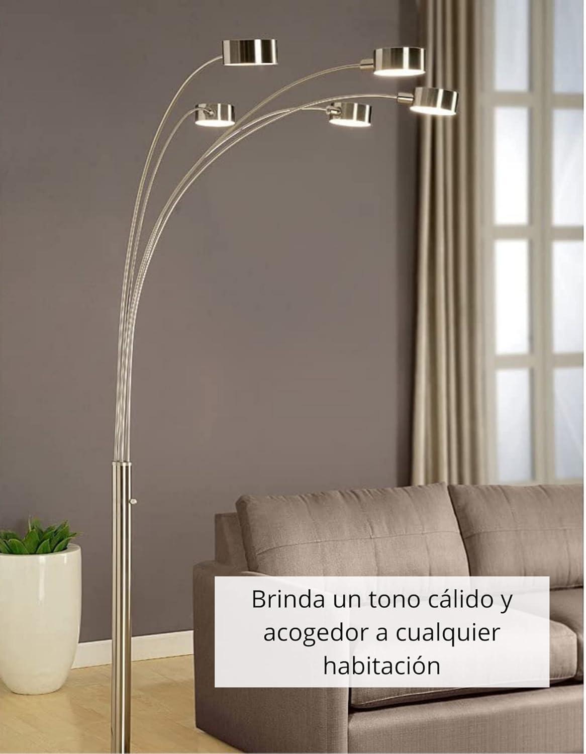 Artiva 88" Brushed Steel Adjustable Multi-Head Arc Floor Lamp