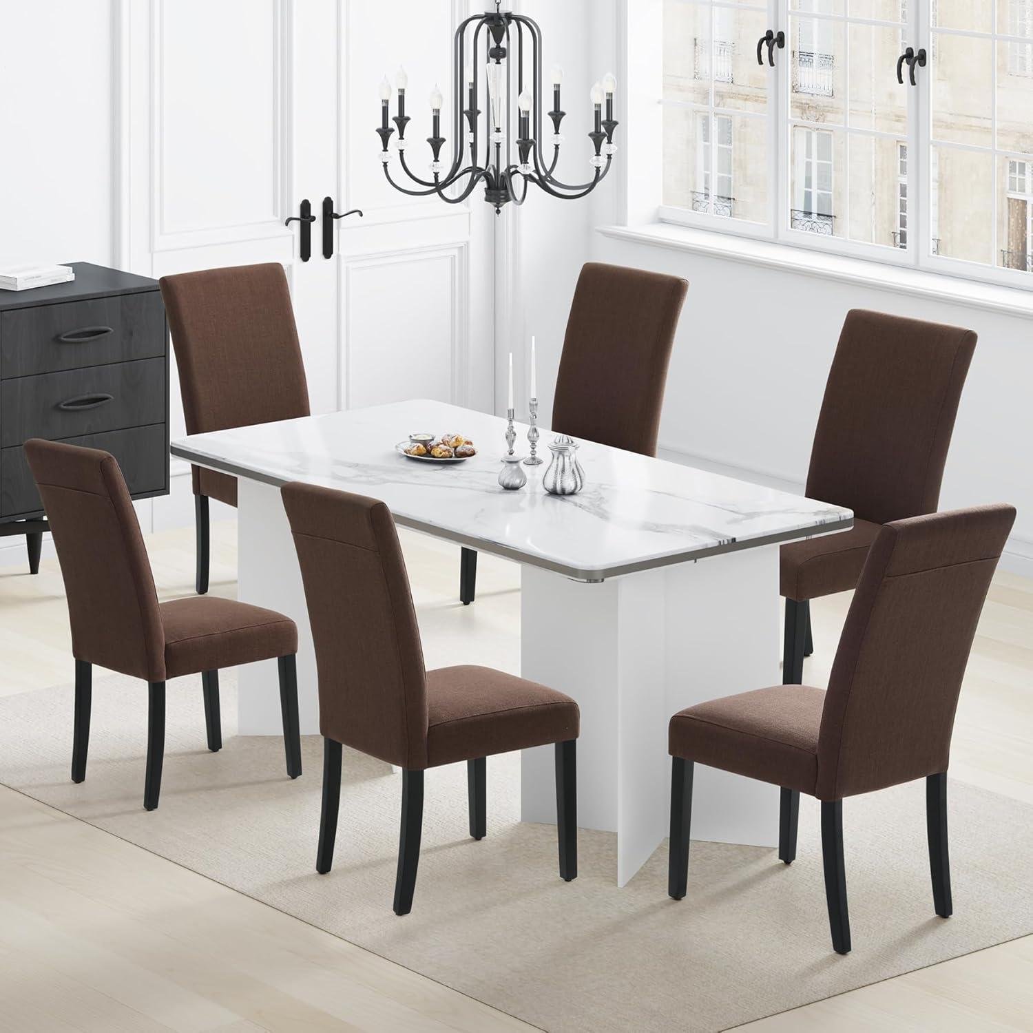 Costaelm Adison Fabric Dining Side Chair 2 Pc Set in Brown
