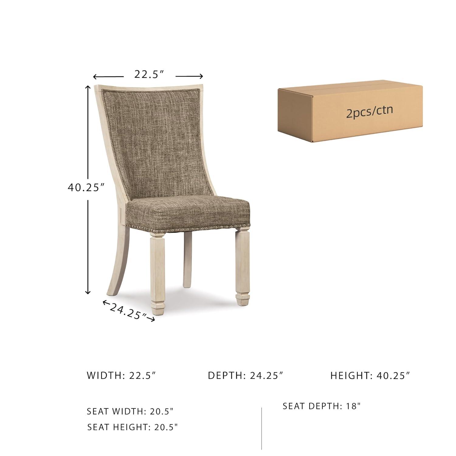 Signature Design by Ashley Bolanburg Modern Farmhouse Upholstered Dining Chair, Set of 2, Brown