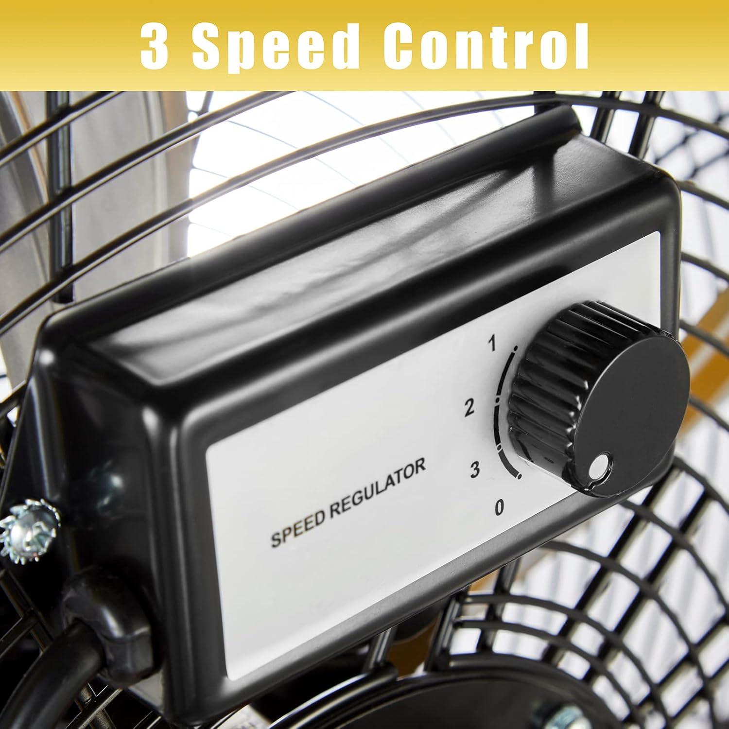 HiCFM 6300 CFM 20 inch Heavy Duty Shroud Fan with IP44 Enclosed Powerful 1/4 Motor, High Velocity Air Circulator for Workshop, Garage, Commercial or Industrial rooms - UL Safety Listed