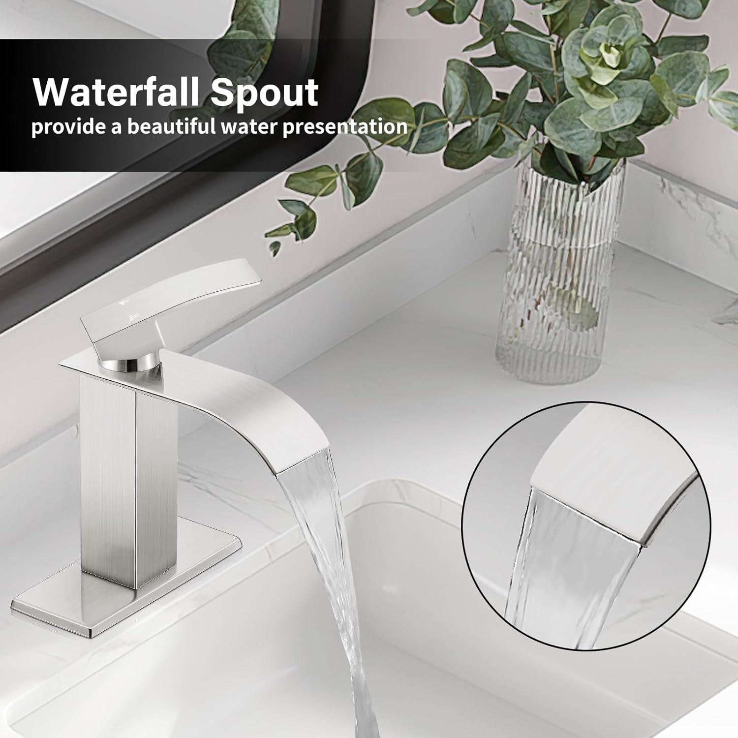 Waterfall Bathroom Faucet,Single Handle 1 Or 3 Hole Bathroom...