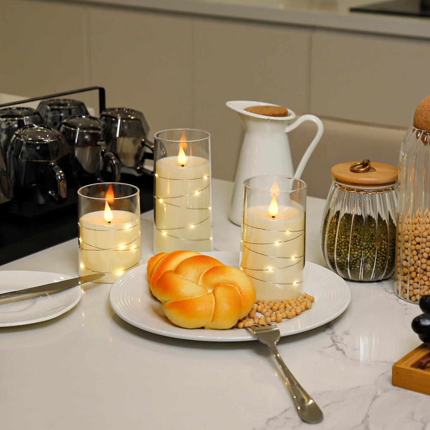 Aignis Indoor Flameless LED Candles Battery Operated with Remote Timer and Wax-Like Shell for Home/Wedding/Holiday Decor, Set of 2(D 2.95" x H 6")