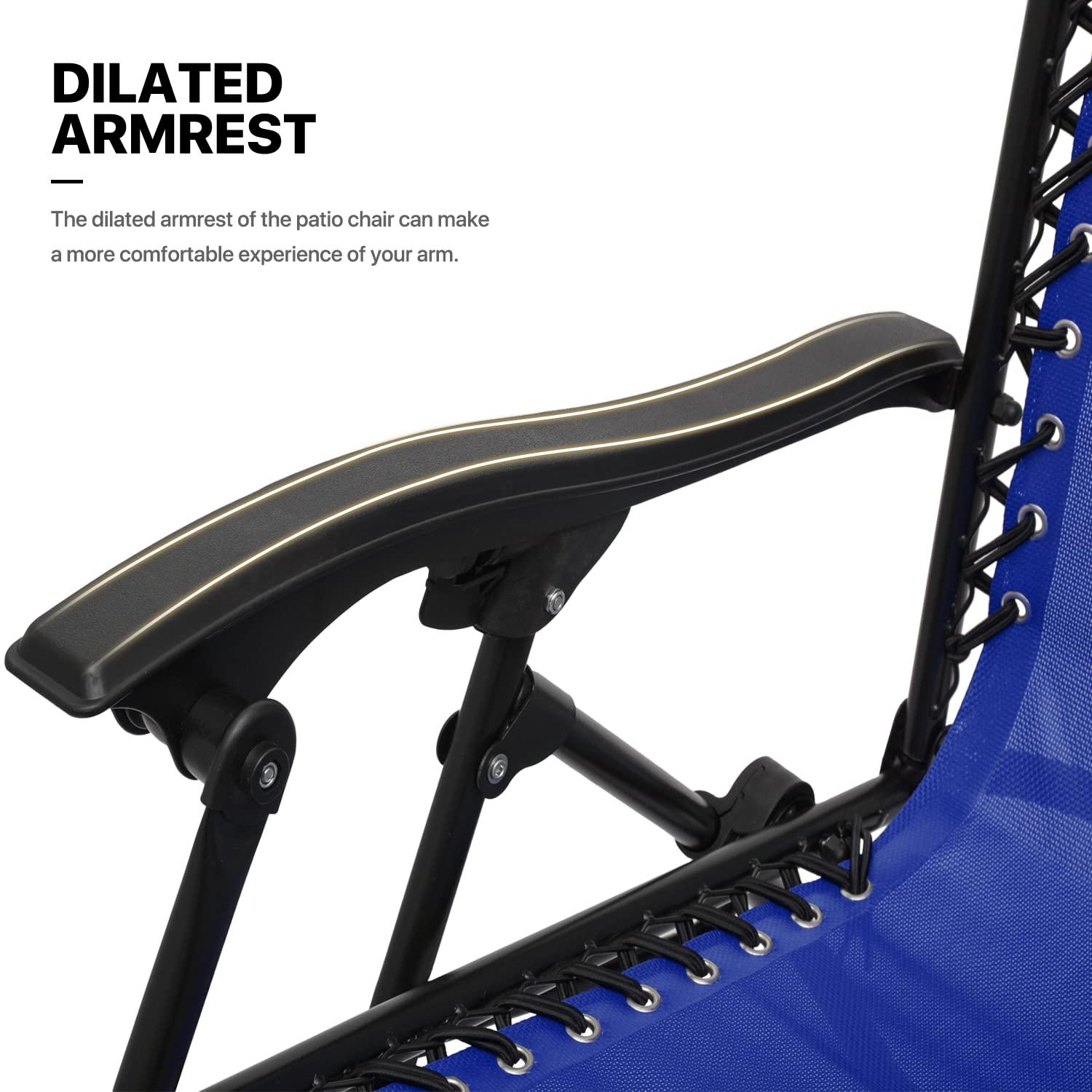 MoNiBloom Lounge Beach Chairs Set of 3 for Outside, Zero Gravity Camping Chairs with Side Table, Pillow and Tray, Blue