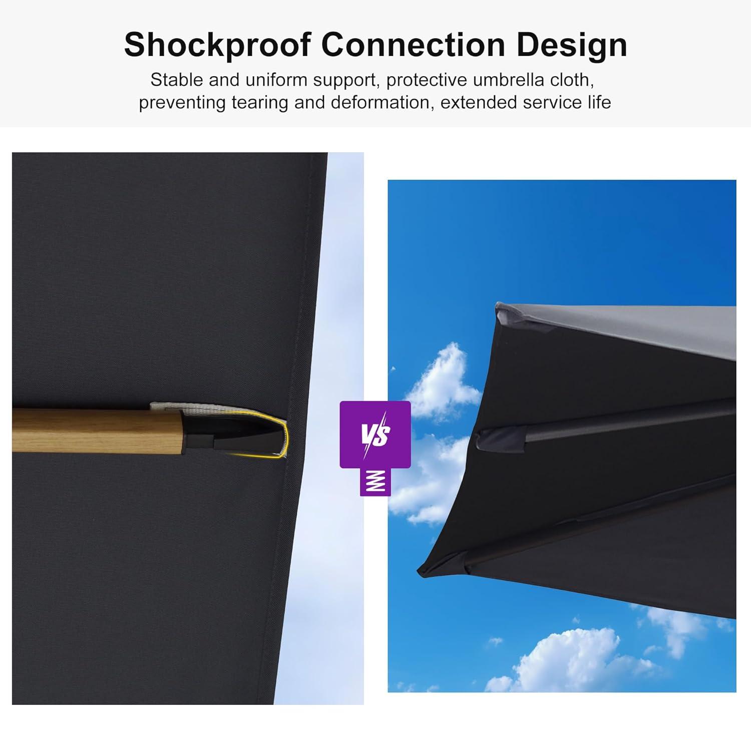 PURPLE LEAF 10FT Patio Umbrella Square Cantilever Umbrella Teak Finished Aluminum Frame Large Windproof Offset Outdoor Sun Umbrellas for Beach Pool Deck, Grey