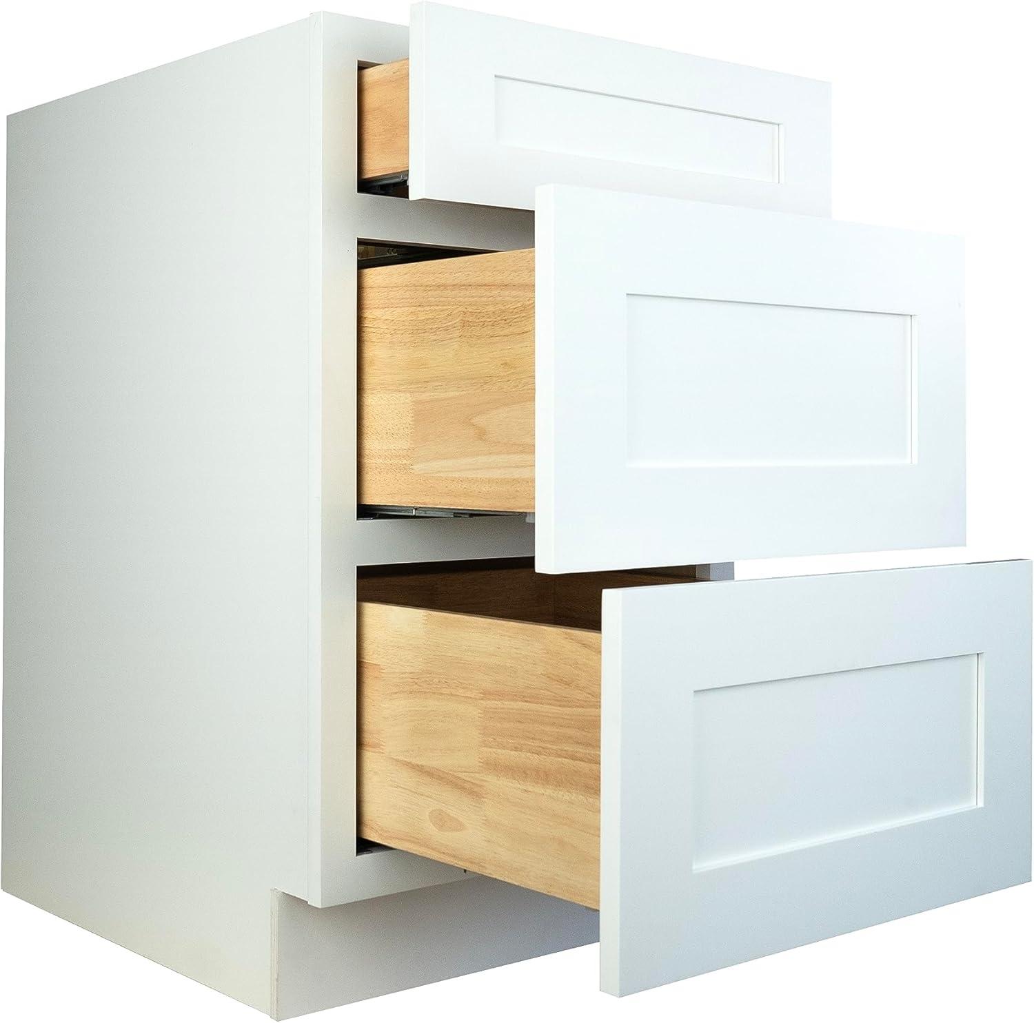 Hollywood Fabiani Design Shaker Drawer Base Kitchen Cabinet Ready to Assemble 18 in. W x 24 in. D x 34.5 in. H White