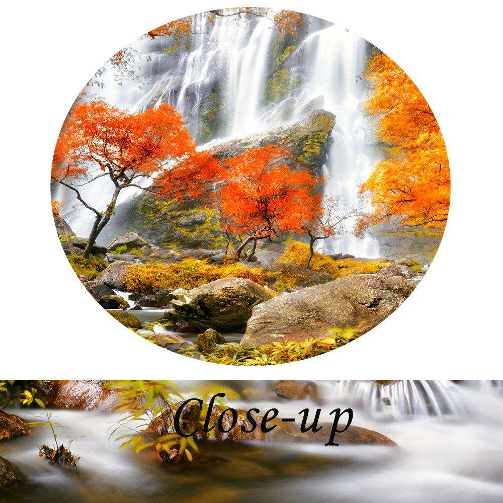 KREATIVE ARTS - Autumn Forest Waterfalls 5 Piece Modern Wrapped Giclee Canvas Prints Artwork Landscape Tree Paintings Pictures on Canvas Wall Art for Living Room (Large Size 60x32inch)