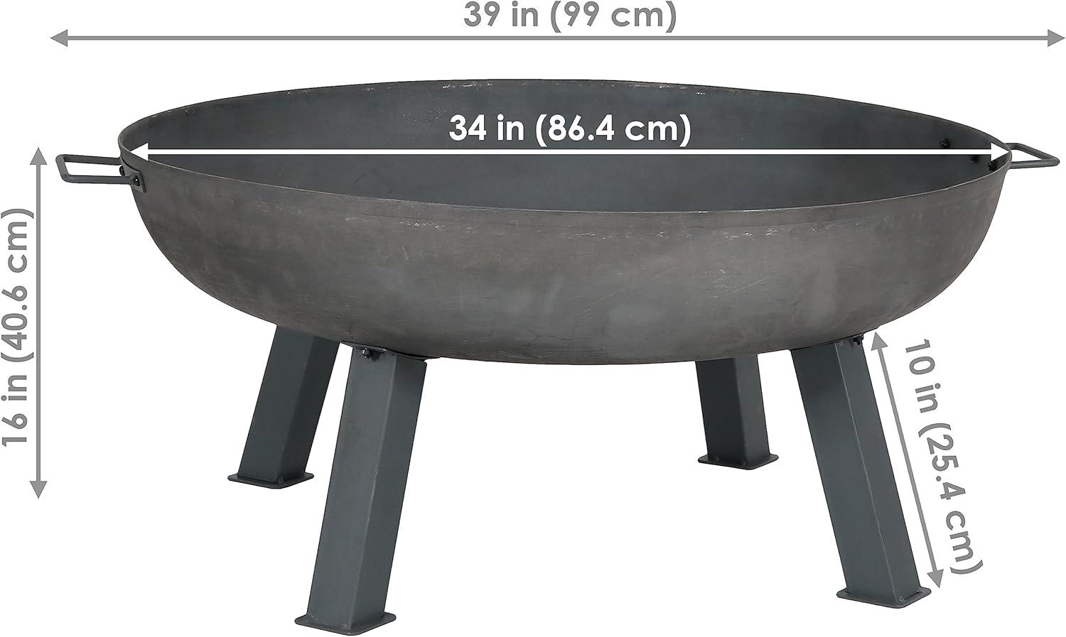 Union Round Wood-Burning Cast Iron Outdoor Raised Fire Pit Bowl