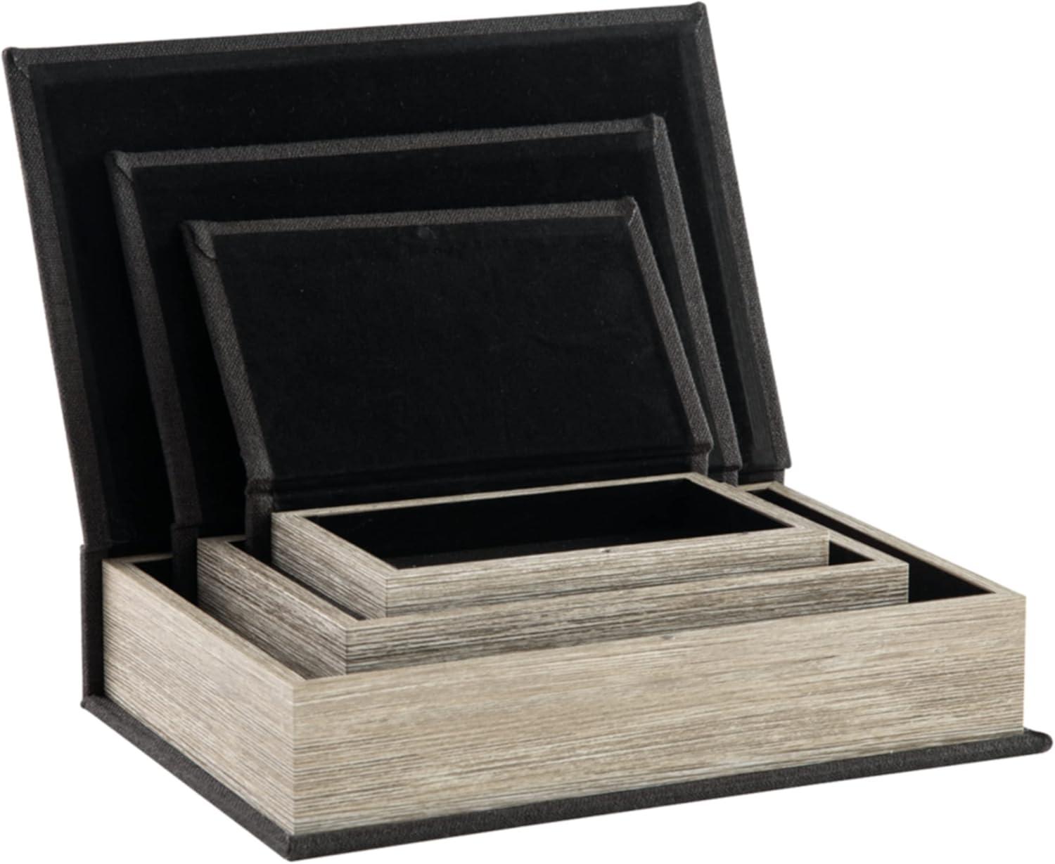 Black Faux Book Keepsake Storage Box Set, 3 Pieces