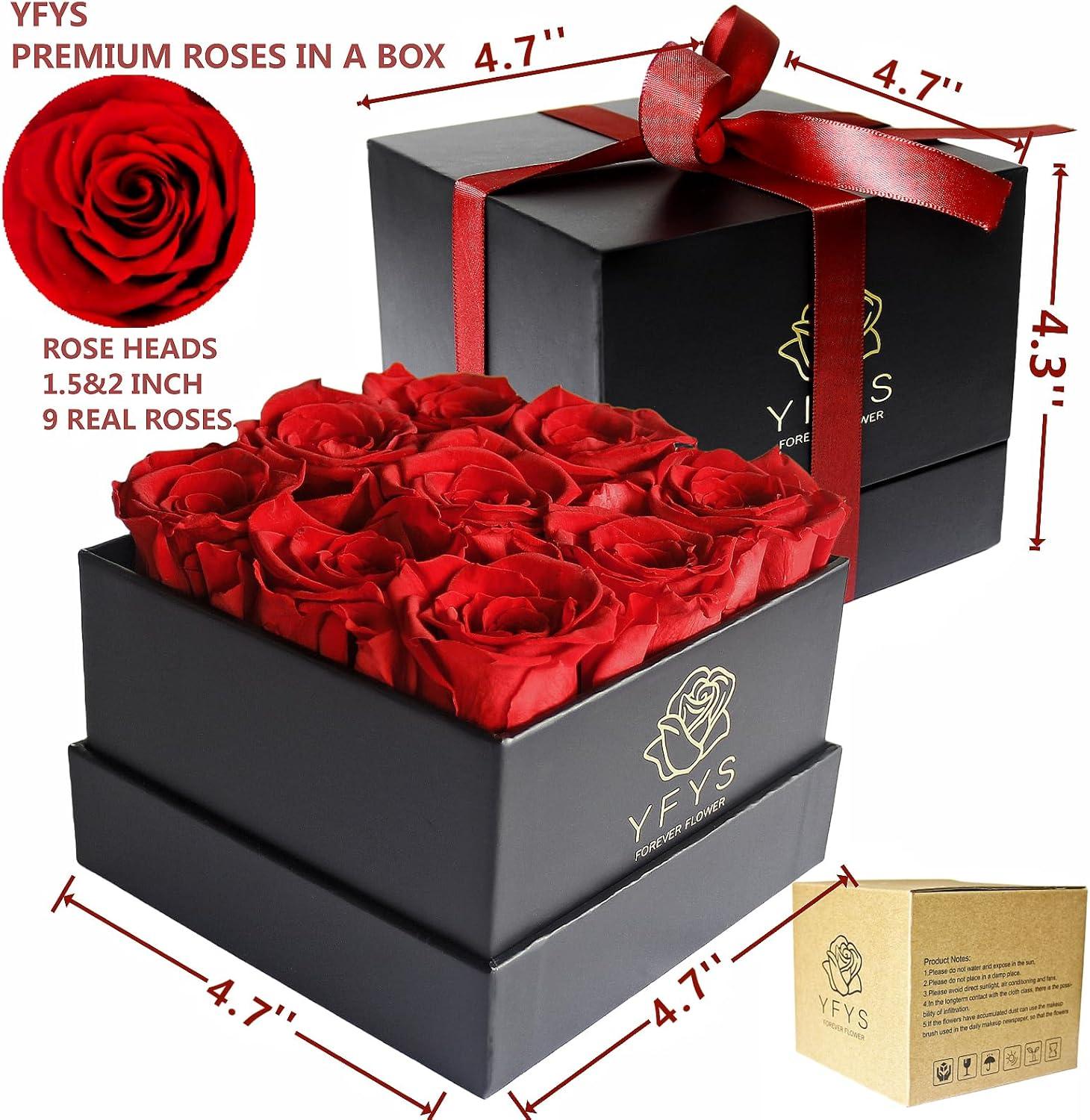 Forever Rose Flowers for Delivery Prime - 9pcs Preserved Fresh Roses, Genuine Roses That Last for Years, for Birthday Gifts for Women, Valentines Day, and Mother's Day