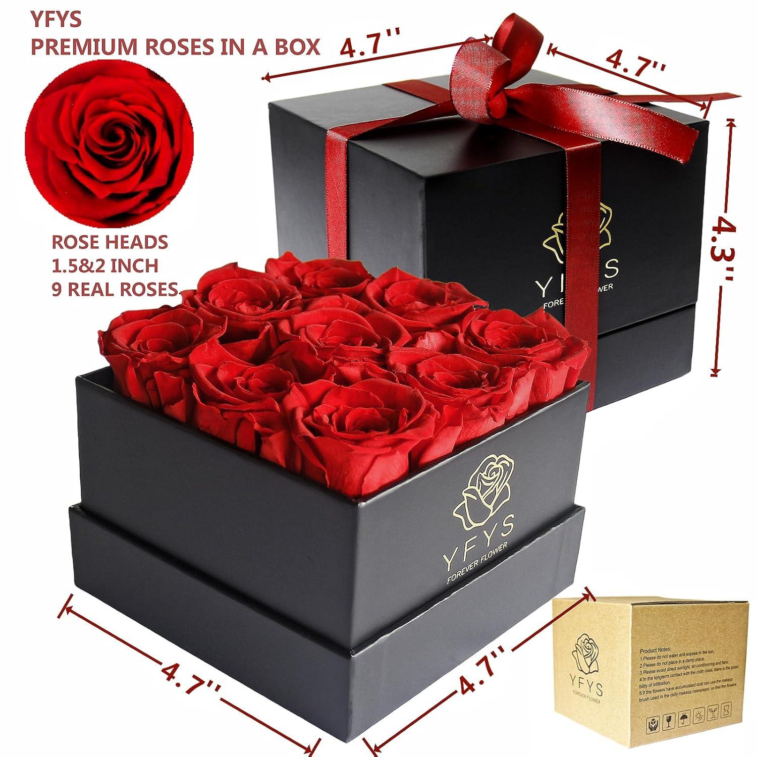 Forever Rose Flowers for Delivery Prime - 9pcs Preserved Fresh Roses, Genuine Roses That Last for Years, for Birthday Gifts for Women, Valentines Day, and Mother's Day