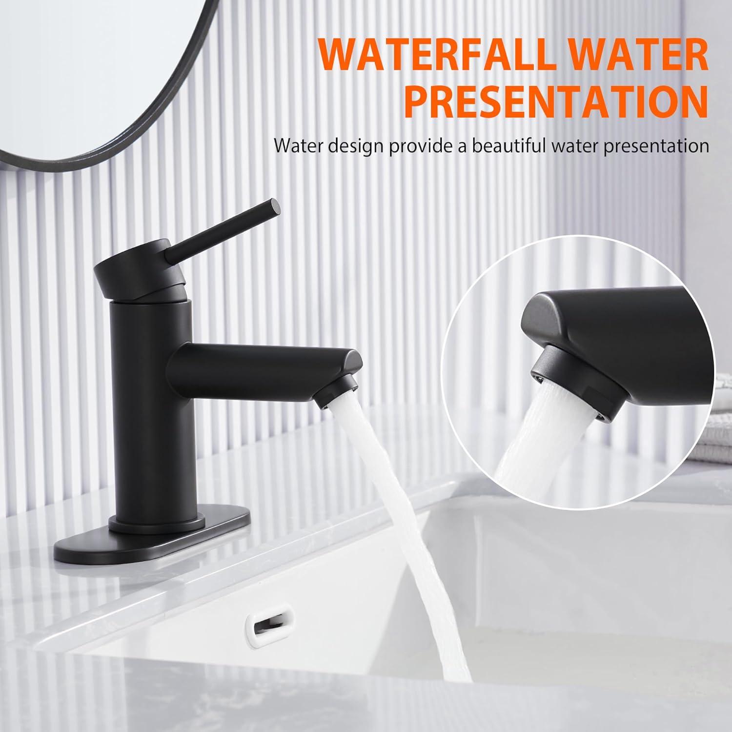 Matte Black Stainless Steel Single Handle Bathroom Faucet