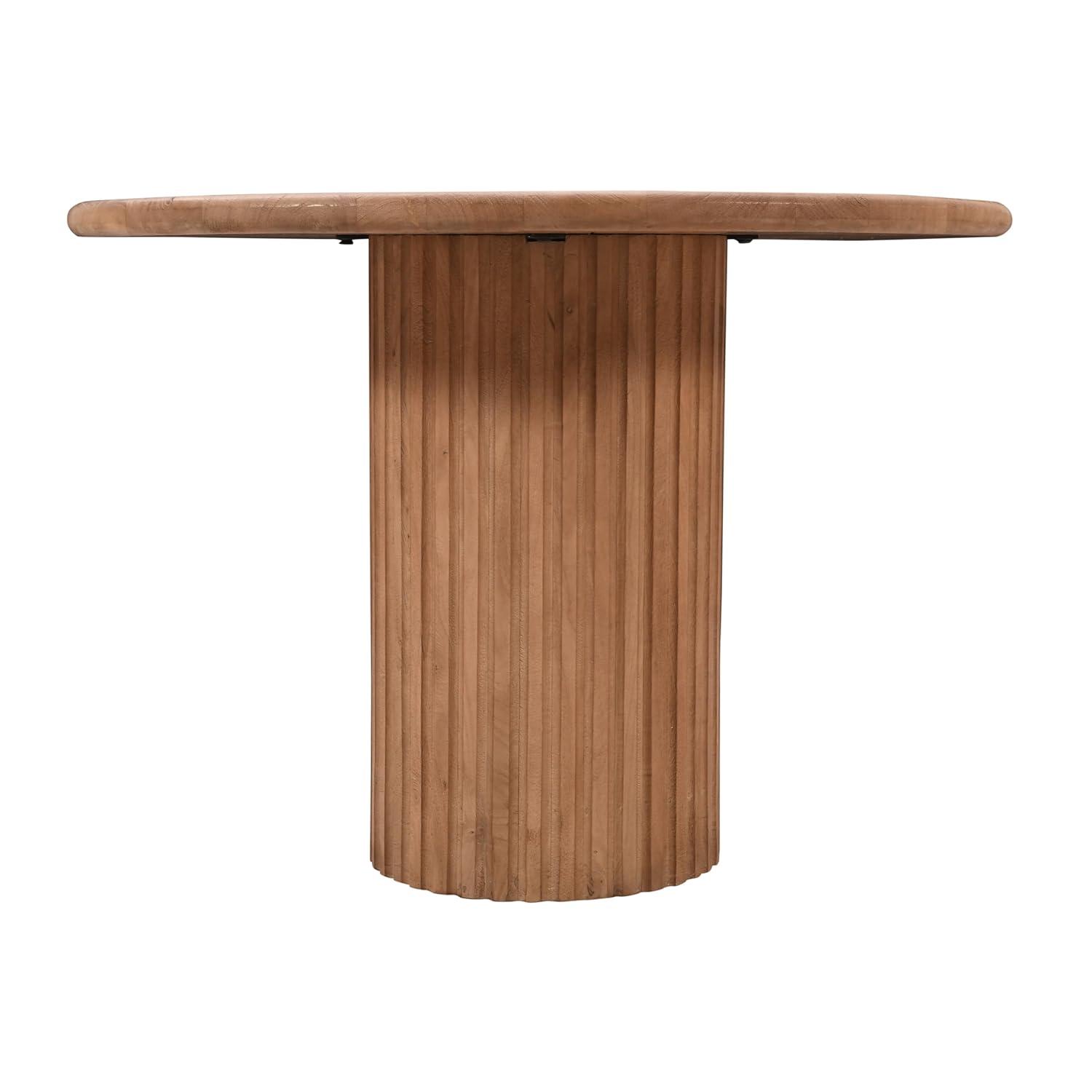 Wade Logan® Chellapah Solid Wood 84" Mid-Century Modern Fluted Double Pedestal Dining Table