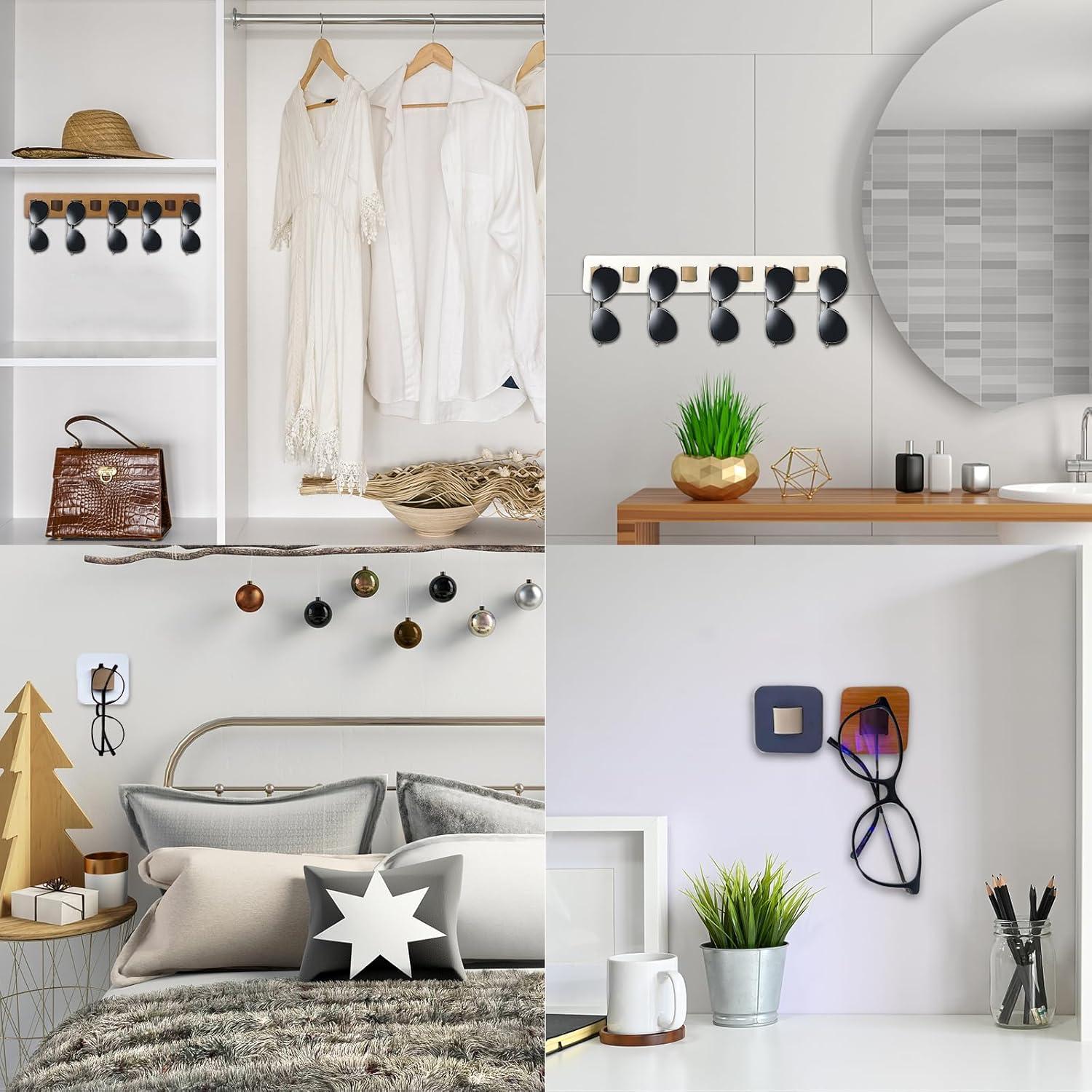 Sunglasses Organizer Wall Mounted Wood Sunglass Holder for Home Glasses Holder/Sunglasses Rack,Home Decor (Gray-1pcs-long)